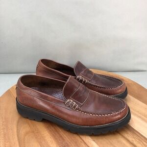 Cole Haan Country Brown Leather Penny Loafers Womens Size 7.5 M Chunky Lug Sole